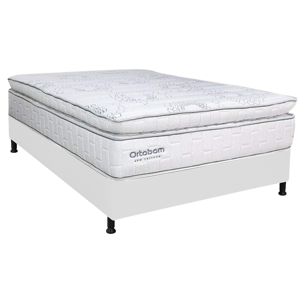 Colchão Casal New Freedom 32 cm D33 Molas Ensacadas + Base Simples Corino Branco – ORTOBOM + BIOSTAR - Imagem 2