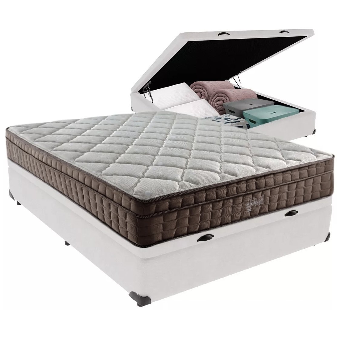 Colchão Casal Star One 30 cm D28/AG D70 + Base Baú Corino Branco – ANJOS + ALTO NÍVEL - Imagem 2