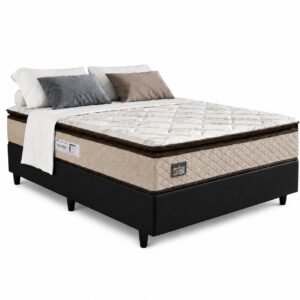 Colchão Casal Van Gogh 29 cm D33 Ortopédico + Base Simples Corino Preto – KING KONFORT COLCHÕES + BIOSTAR