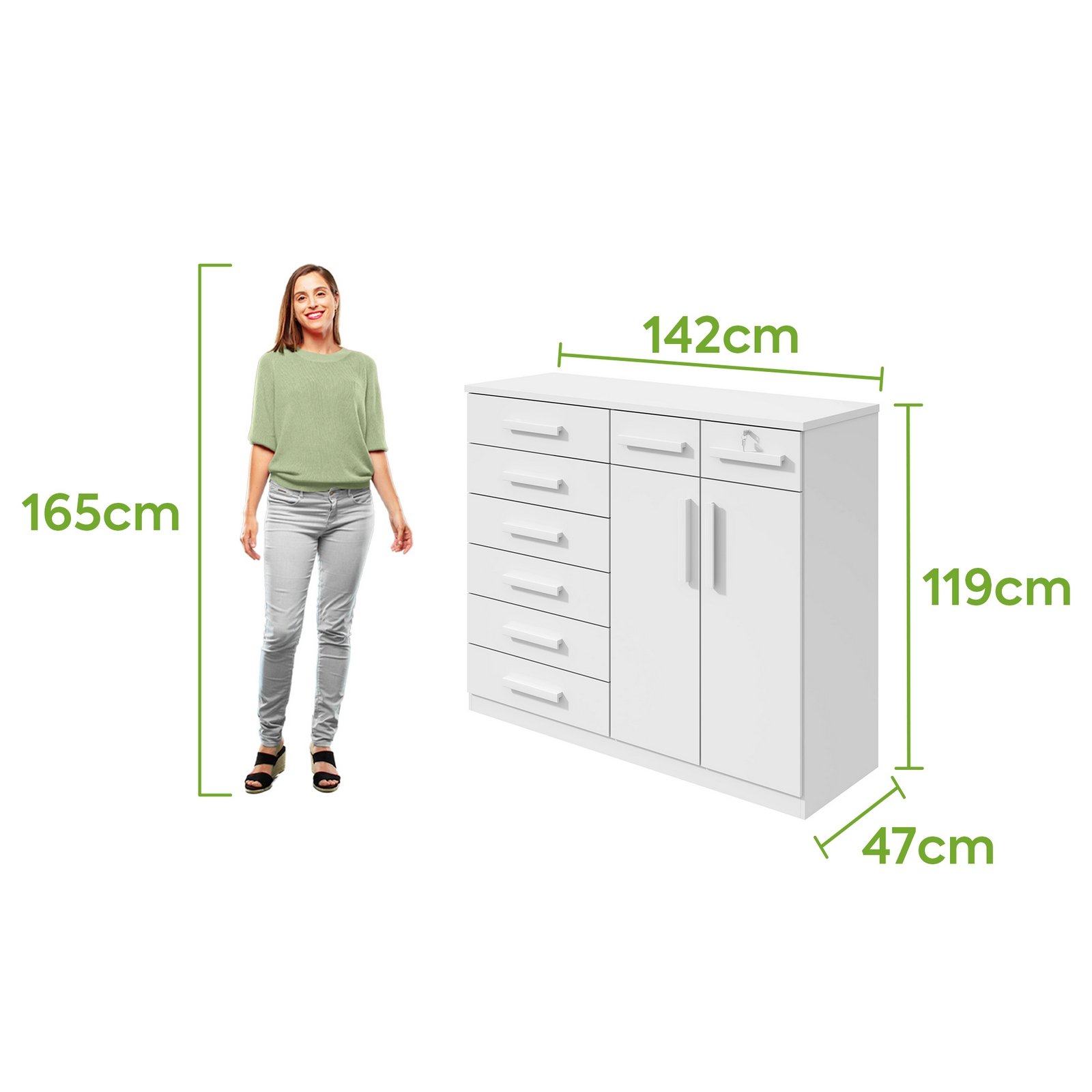 Cômoda 8 Gavetas com Sapateira Dupla Toronto Branco - LOPAS - Imagem 4