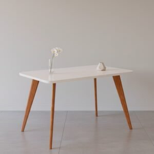 Mesa Acerola 130 (C/Vidro) Madeira/Off White – CIMOL