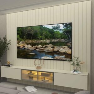 Home Suspenso até 85″ Majestade 230 Off White com Nicho Luminare Off White – GELIUS