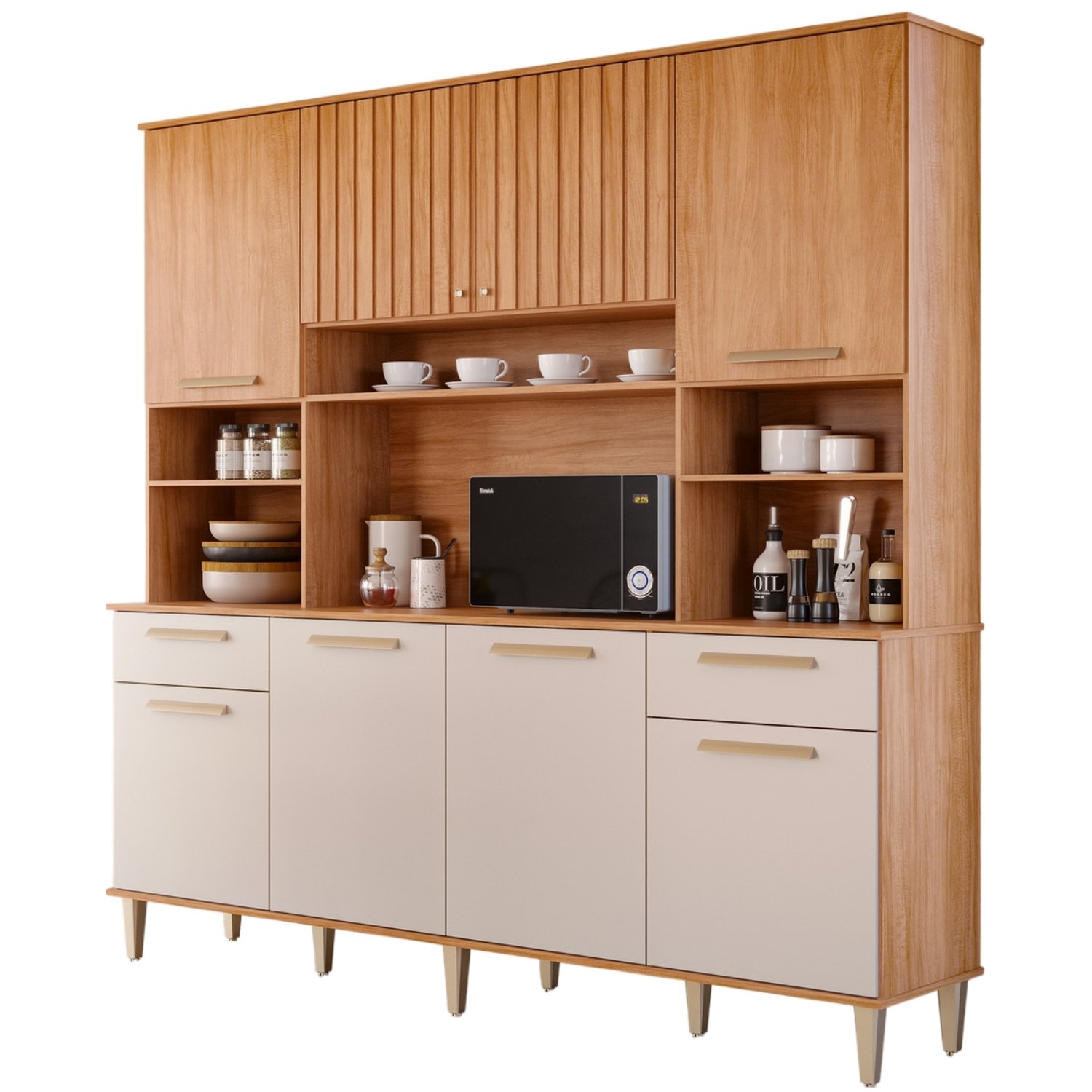 Kit Cozinha 8 portas Lívia 2,00 m Cinamomo/Off White - MGM MÓVEIS - Imagem 4