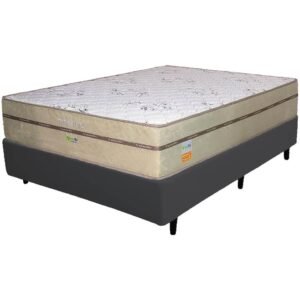 Colchão Casal Toronto 30 cm D28 Molas Ensacadas + Base Simples Corino Preto – ECOTEC + BIOSTAR