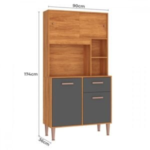 Kit Cozinha Dália C211 0,90 m Cinamomo/Grafite – FELLICCI
