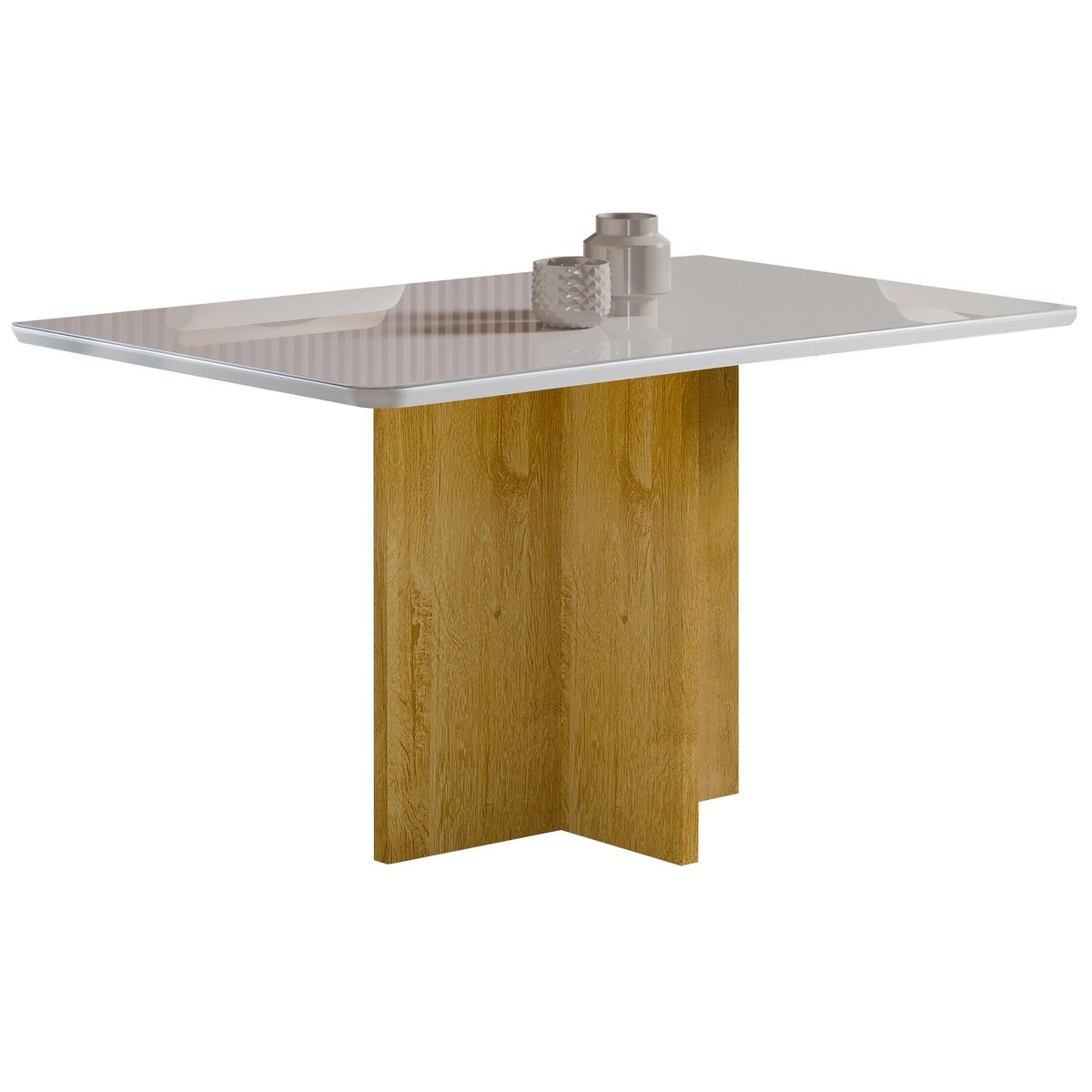 Mesa Salinas 120 (Tampo Londres c/vidro) Cinamomo/Off White - CEL MÓVEIS - Imagem 3