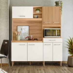 Kit Cozinha Yara 1,60 m Freijo/Off White Cristal/Ripado – NICIOLI