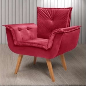 Poltrona Fixa Canadá/Opala Veludo Vermelho – JP ESTOFADOS