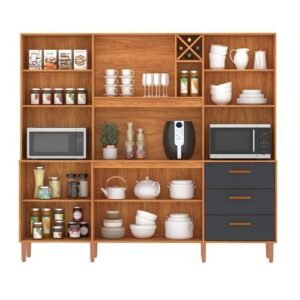 Kit Cozinha Modena CM730 2,18 m Cinamomo/Grafite – FELLICCI