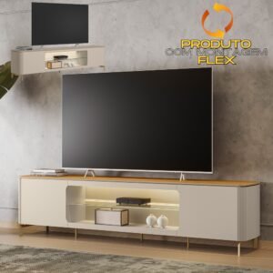 Rack ate 85″ Santorini Off White/Tauari Fosco – LINEA BRASIL