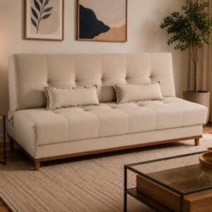 Sofá Cama Catânia 1,88 m Veludo Bege 01 – MDP ESTOFADOS