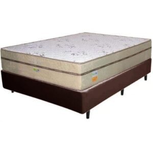Colchão Casal Toronto 30 cm D28 Molas Ensacadas + Base Simples Corino Marrom – ECOTEC + BIOSTAR