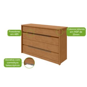 Cômoda 8 Gavetas Urban Amêndoa Clean – LOPAS