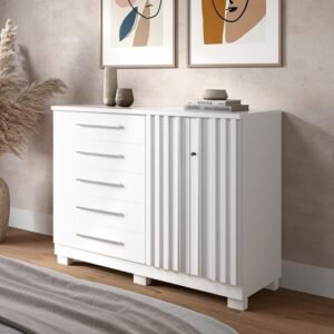 Cômoda 5 Gavetas com Sapateira Dupla Bella Branco – ACP MÓVEIS