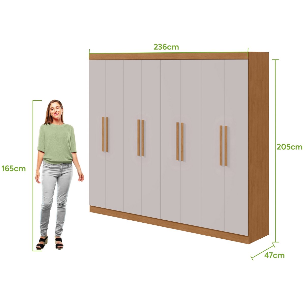 Guarda-Roupa 8 Portas Andara Soft 2,36 m Amêndoa Clean/Off White - LOPAS - Imagem 6