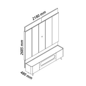 Painel até 85″ Magnífico Naturale/Off White + Rack Nobre 210 (Pés de madeira) Off White/Naturale – GELIUS