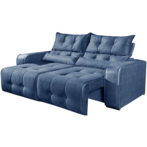 Sofá Retrátil e Reclinável Premier/Minas 2,00 m Veludo Azul 510 – DECORAR ESTOFADOS