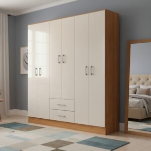 Guarda-Roupa 6 Portas Jamaica 6002 1,34 m Cinamomo/Off White – FELLICCI