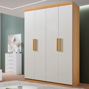 Guarda-Roupa 4 Portas Colibri 1,38 m Cinamomo/Off White – D’DORO MÓVEIS