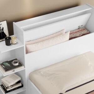 Cama Solteiro Baú Isa Branco – MADEC MÓVEIS