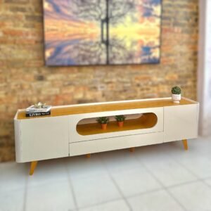 Rack Nobre 210 (Pes de Madeira) Off White/Naturale – GELIUS