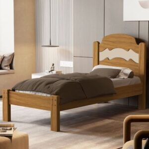 Cama Solteiro Iris Nature/Off White/Nature – MADEC MÓVEIS