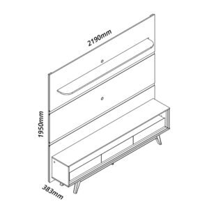 Painel até 85″ Royal 220 Off White + Rack Requinte 212 Off White /Azul – GELIUS
