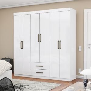 Guarda-Roupa 6 Portas(Sem Espelho/Sem Pes) Aries 1,53 m Branco – CARIOCA MOVEIS