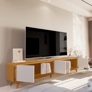 Rack até 75″ Liv 2,18 m Cedro/Off White – EDN MÓVEIS