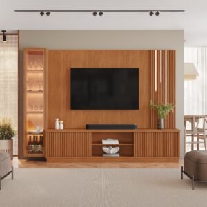 Home Theater até 75″ Arezzo New (C/LED Cascata) + Módulo Cristaleira Dominus Naturale – MAVAULAR