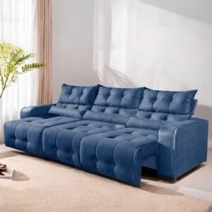 Sofá Retrátil e Reclinável Premier/Minas 2,50 m Veludo Azul 510 – DECORAR ESTOFADOS
