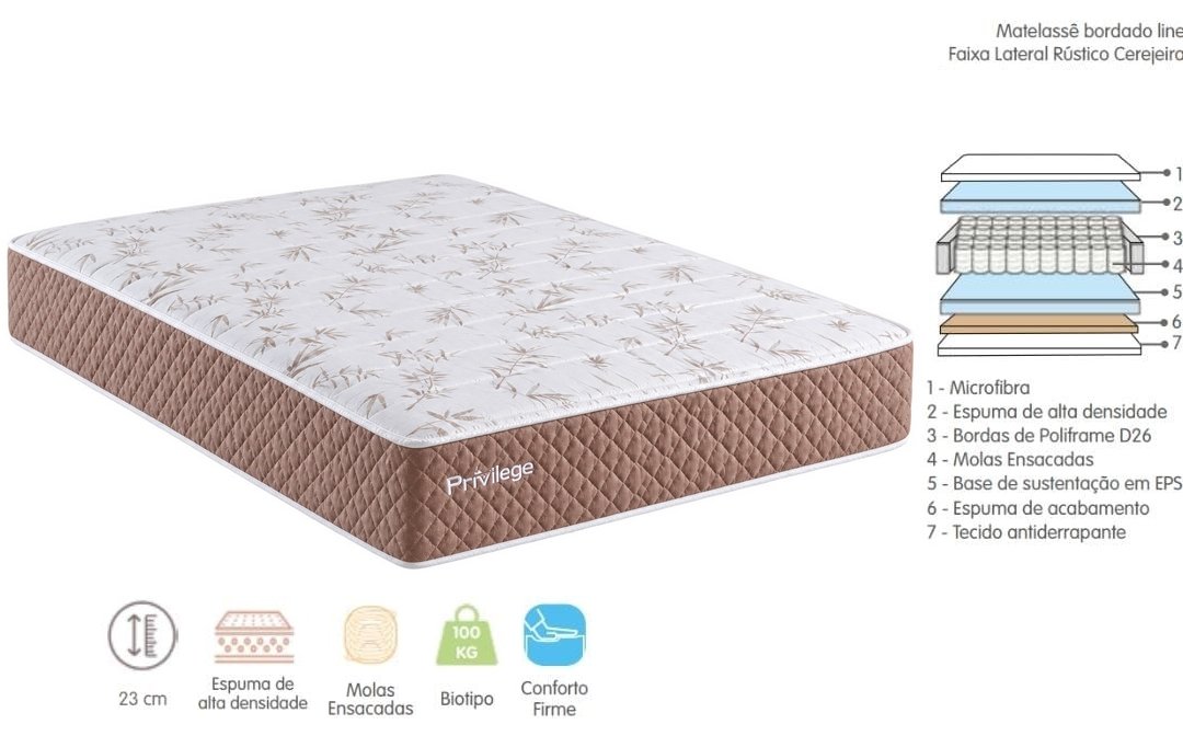 Colchão Casal Privilége 23 cm 26 Molas Ensacadas - PAROPAS - Imagem 2