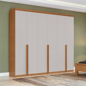 Guarda-Roupa 6 Portas Alonzo 2,30 m Amêndoa Clean/Off White – LOPAS