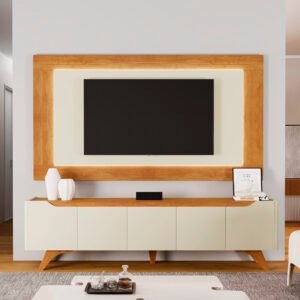 Painel + Rack até 65″ Atenas 2.2 Off White/Naturale – MAVAULAR