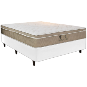 Colchão Casal Airtech Springpocket 25 cm D26 Molas Ensacadas + Base Simples Corino Branco – ORTOBOM + BIOSTAR