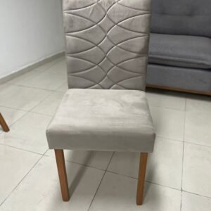 Mesa Salinas 90 Cinamomo/Off White com 4 Cadeiras Safira Veludo Bege – CEL MÓVEIS + WM DECOR