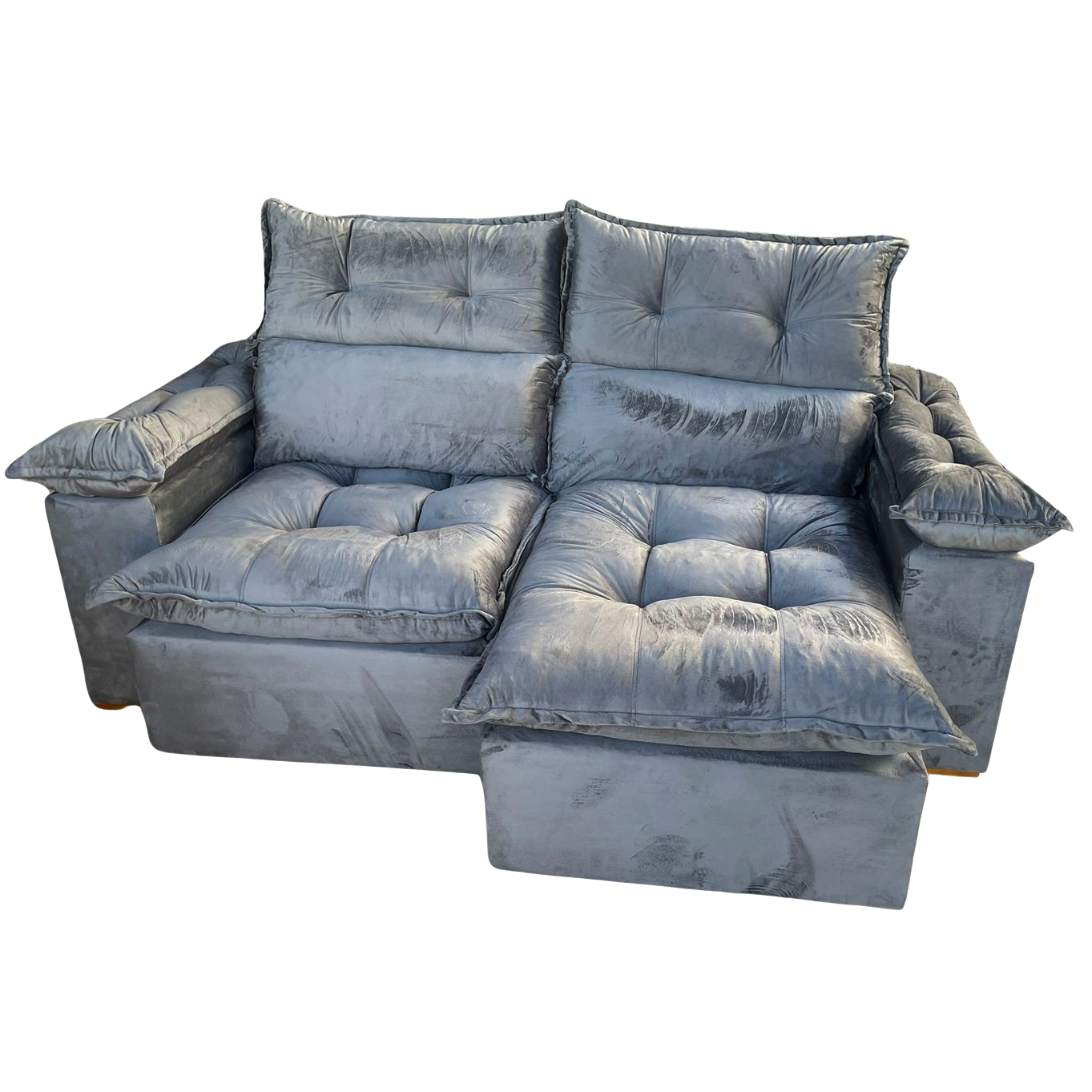Sofá Retrátil e Reclinável Imperial 2,00 m Veludo Jolie Cinza 08 - IMPERIAL DECOR - Imagem 4