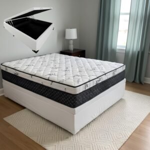 Colchão Casal Prime Light 26 cm D28 Molas Ensacadas + Base Baú Corino Branco – ORTHOPRIME + BIOSTAR