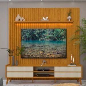 Painel até 85″ Nobre 230 Naturale + Rack Magnífico Naturale/Off White – GELIUS