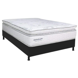 Colchão Casal New Freedom 32 cm D33 Molas Ensacadas + Base Simples Corino Preto – ORTOBOM + BIOSTAR