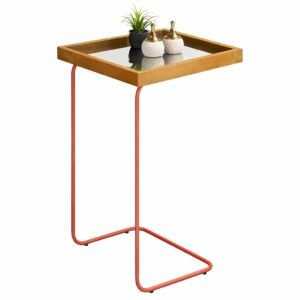 Mesa de Apoio Espelhada Lupus Amadeirado/Cobre – DELINE DECOR