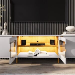 Painel até 75″ Maresias + Rack Juquehy Off White/Naturale – BECHARA