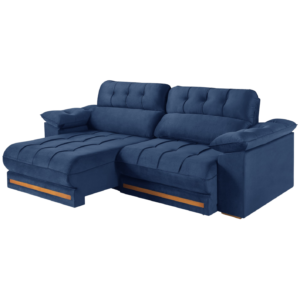 Sofá Retrátil e Reclinável Arezzo Comfort 2,50 m Veludo Azul – SINGULAR ESTOFADOS