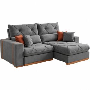 Sofá Retrátil e Reclinável Yara/Gran Bela/Gran Bello 2,50 m Veludo Cinza 212 – R A ESTOFADOS