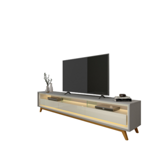 Rack até 75″ Requinte 212 Cinza/Off White – GELIUS