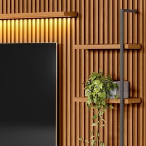 Painel até 75″ + Rack + Módulo Lateral Ouro Preto Nature/Off White – LINEA BRASIL