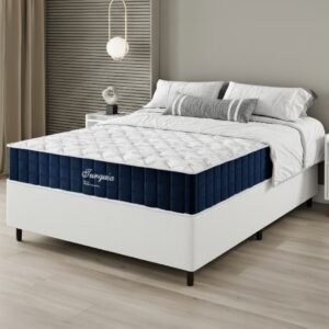 Colchão Casal Turquia 25 cm D28 Molas Ensacadas + Base Simples Corino Branco – VIERO MÓVEIS + BIOSTAR