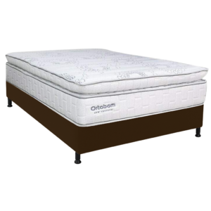 Colchão Casal New Freedom 32 cm D33 Molas Ensacadas + Base Simples Corino Marrom – ORTOBOM + BIOSTAR