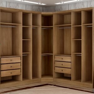 Guarda-Roupa Modulado Rizon 001(Dois Módulos 4 Portas + Um Módulo Canto Oblíquo) Cumarú/Fendi – NOVO HORIZONTE
