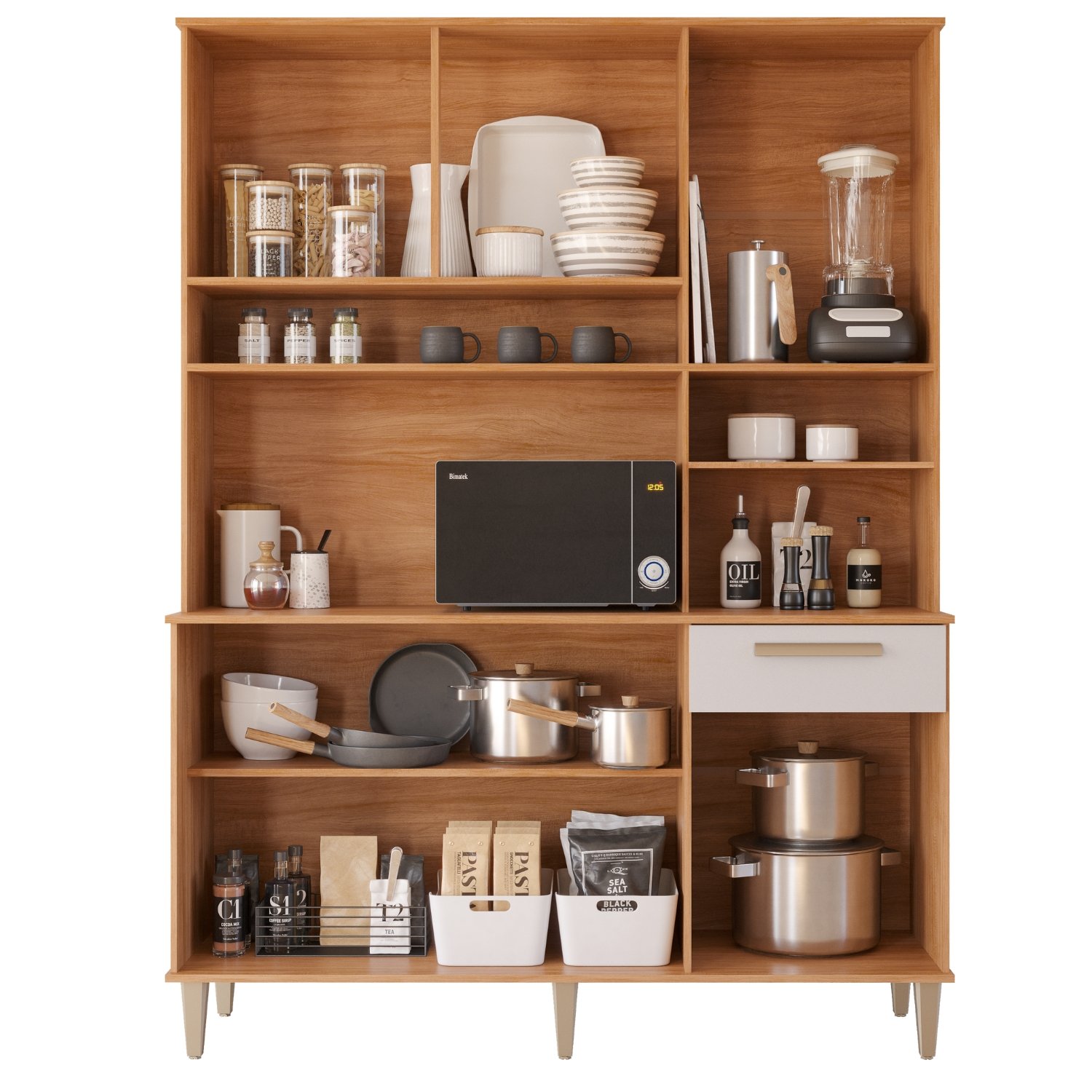 Kit Cozinha 6 Portas Mila 1,51 m Cinamomo/Off White - MGM MÓVEIS - Imagem 4
